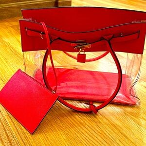 Brand new De Vesi clear see-through beach bag red tote